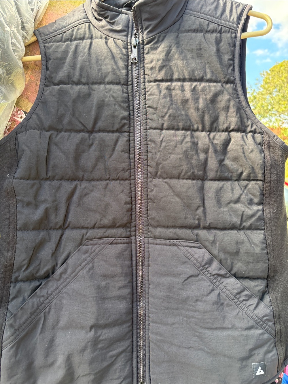 American Giant Black Quilted Zip Front Vest